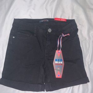 black jean shorts